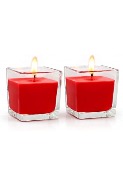 Generic White Scented Candles in Glass Holders - Set of 2 Square Votive Candl...