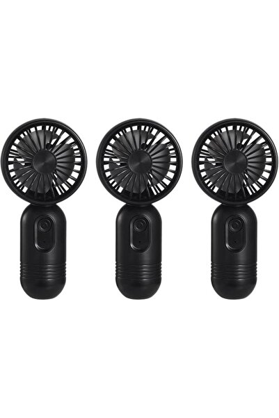 Morvena Picks Pachet de 3 mini ventilator portabil de culoare neagră, 3 setăr...