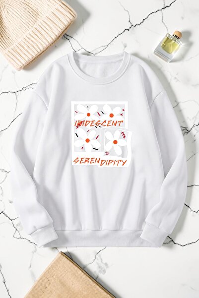 uyguntarz Hanorac unisex cu imprimeu Irides Serenity, cu gâtul tip crewneck