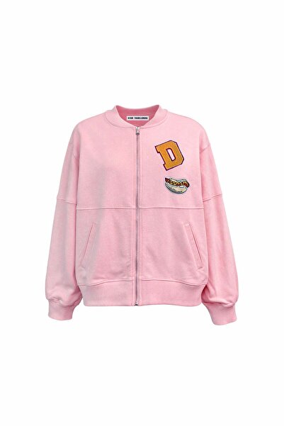 #vdr viadellerose Pink Arma Patch Detailed Zippered Bomber Sweatshirt 19099
