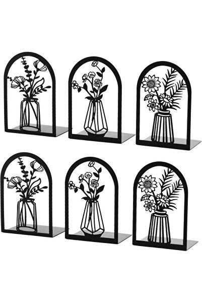 Arabest 3-Pair Metal Bookends,Decorative Non-Slip Book Stopper,for Heavy Book...