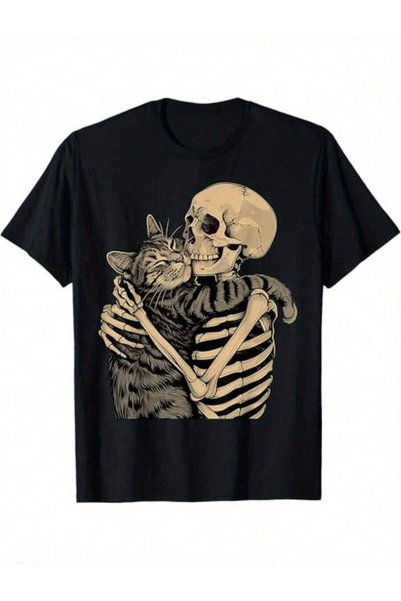 26LIK Skeleton Hugging Halloween Lover Mom Dad-Shirt,% Cotton, Gifts Men Dad ...