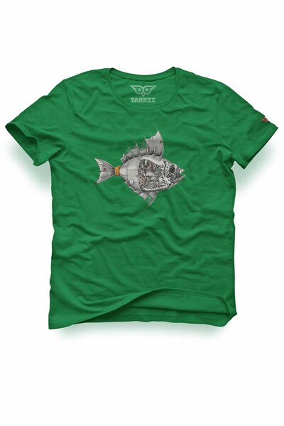 Tarrzzcom Unisex 100% Cotton Regular Fit Mechanical Fish Printed T-Shirt - St...