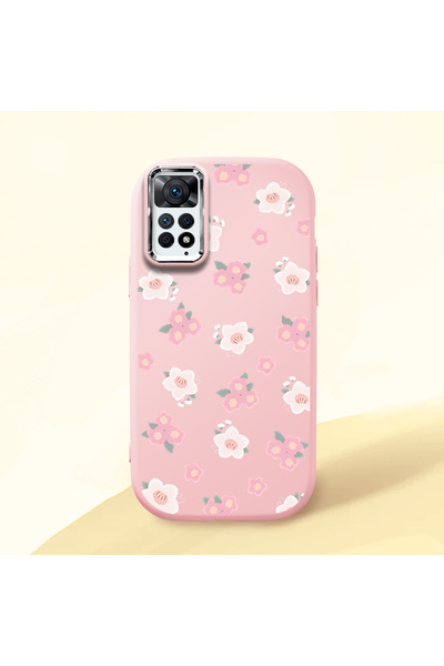 CASEVIBE Redmi Note 11 Pro 4G/5G Uyumlu Tam koruma Pembe Çiçek Desenli Telefo...