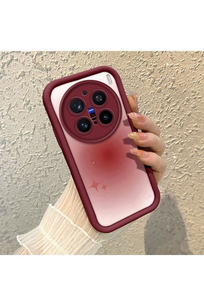 CHICASELUX جراب سيليكون متوافق مع هاتف Vivo X200 Pro بلون أحمر داكن متدرج بنم...