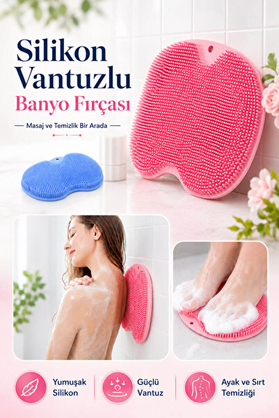 Anadolu Saray Silikon Vantuzlu Banyo Fırçası Sırt Ayak Kesesi Masaj Pedi Ayak...