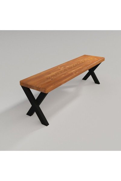 raweyn Andora Masif Ahşap Bahçe Bankı Bench Balkon Teras Siyah X Metal Ayak 80cm
