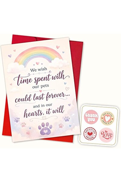 GENERAL (8x5.3 Inch) In Loving Memory Pet Sympathy Card for Dog Cat, Rainbow ...