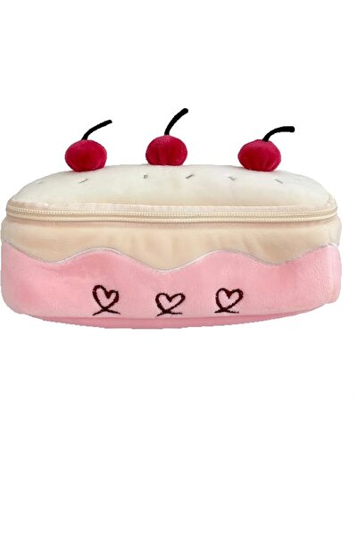 TERRIFI Corduroy Cherry Cake Pencil Case, Soft Cute Portable Pouch for Travel...
