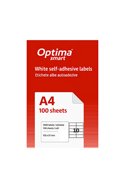 Optima Self-adhesive White Labels 10/A4, 105 X 57 Mm, 100 Sheets/Pack, Smart ...