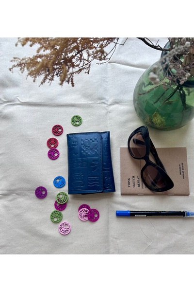 shereenmostadesigns Azure Mediterranean Genuine Leather Women’s Wallet – Embo...