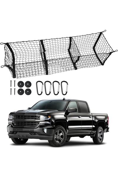 JOYZZZ Cargo Net Trunk Bed Organizer, Double Layer Elastic Grid Storage, Univ...