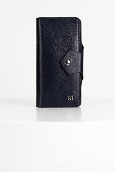BAYDERİ Lehix Genuine Leather Wallet with Compartments Navy Blue