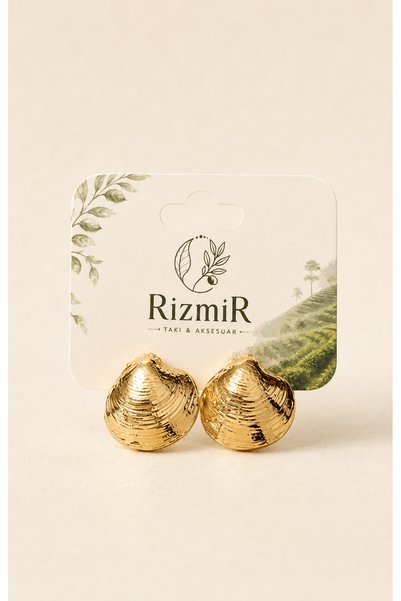 rizmir Gold Sea Shell Design Women's Earrings