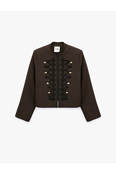 Koton Long Sleeve Ornamental Buttoned Mandarin Collar Napoleon Jacket