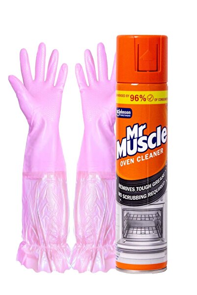 Mr. Muscle مجموعة مستر مصل لتنظيف الأفران 300 مل مع قفازات واقية طويلة لإزالة...
