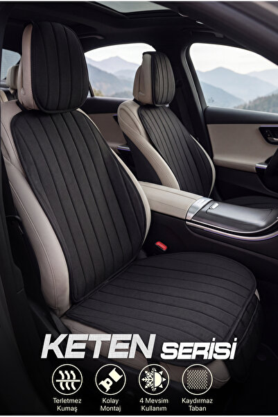 TORPEDO Linen Series Car Seat Cushion Set with Pockets & Anti-Sweat Backing -...