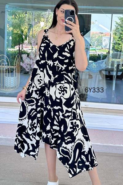 İnce Topuk Ring Strap Viscose Dress 6Y333