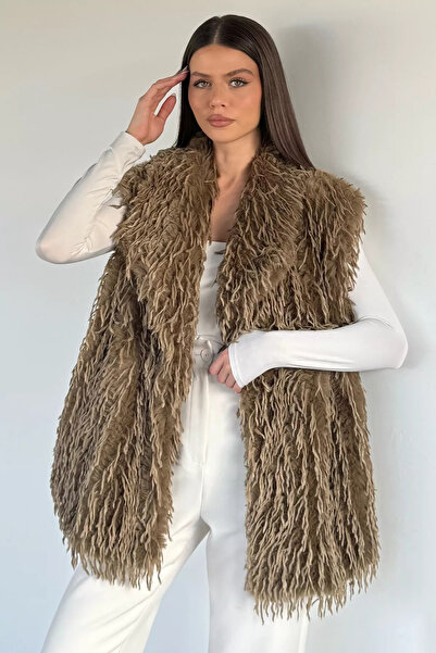 Aryena Khaki Women's Lined Tasseled Vest (Available in Sizes S-M-L-Xl)