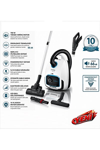 Bosch Kumandalı Kontrol Yüksek Performanslı Serie 6 Propower 700W Toz Torbalı...