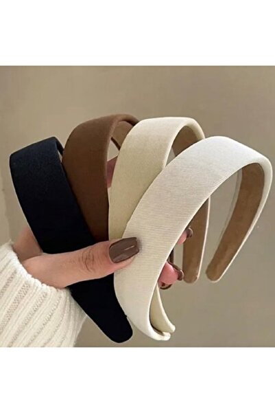 STARSTAR Headbands 4pc vintage elastic crisscross coffee/beige/navy/black.