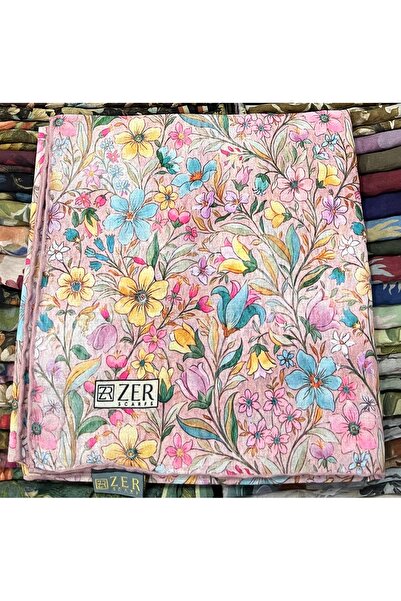 Gül Eşarp Zer Organic Cotton Scarf Floral Pattern