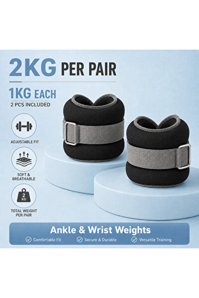 Axpeih 2KG Adjustable Ankle & Wrist Weights Set, 1KG Each, Soft Iron Sand Wei...