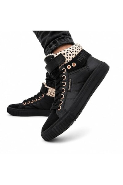 British Knights Adidași pentru copii BK ROCCO – model înalt cu velcro, leopard negru