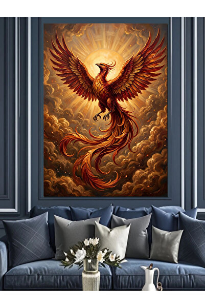 Artmeg Phoenix Born in the Sun Decorative Canvas - Mdf Wood Painting