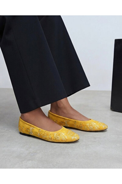 Enes Ayakkabıcılık Women's embroidered casual everyday ballet flats