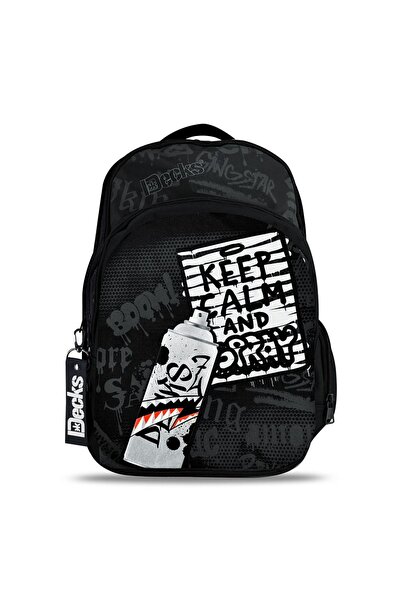 Zâna Casei Ghiozdan negru cu model graffiti spray - 30x18x46cm