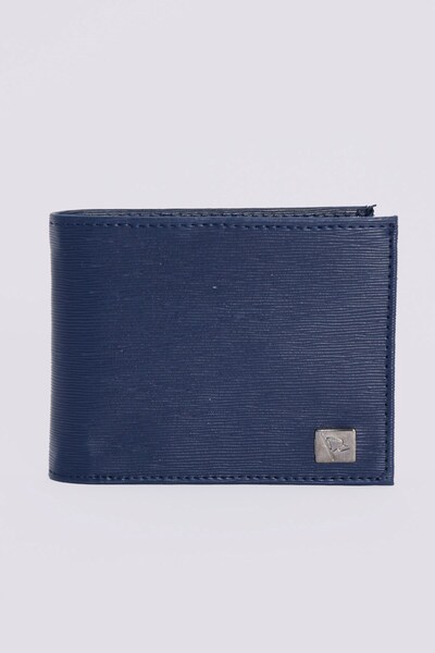 Tudors Navy Blue Textured Card Wallet with Money Compartment for Men