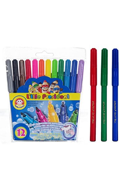 BAMI NETWORK Set carioci lavabile varf subtire 12 culori desen creativ