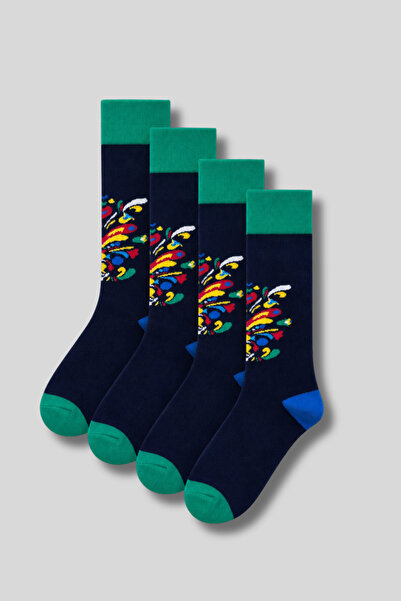 Ada Çorap & İç Giyim Men's 4-Pack Cotton Patterned Socks