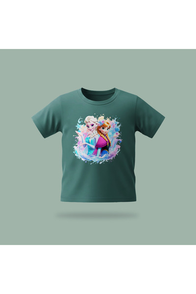 Erays Home Kids Elsa Frozen Ice Flowers Patterned Printed T-Shirt 100% Cotton...
