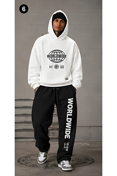 EFFRENATU Oversized Hooded Sweatshirt Set - Face and All-Over Surface Print, ...