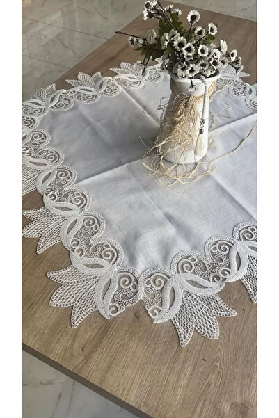 Ceki Home 88x88 εκ. Kayla Κρεμ Ασημί Γαλλική Δαντέλα Λεπτομερές Τετράγωνο Κάλ...
