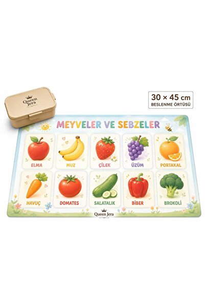 Queen Jera Fruits and Vegetables Themed Children's Nutrition Cover - 30X45 cm...