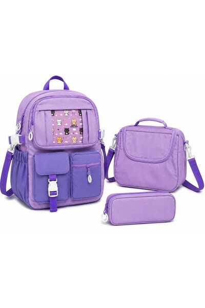 Malkan Korean Style Accessorized 3-Piece Set Children's Primary School Bag Ba...