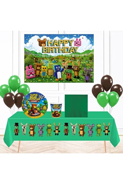 parti show Süper Bear Adventure Temalı 8 Kişilik Afişli Parti Seti