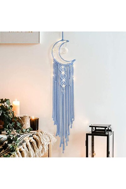 ANROYE Boho Macrame Woven Wall Hanging, Crochet Crescent Moon Star Dream Catc...