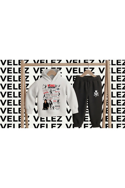 STİL-X Michael Jackson Printed 3 Thread Yarn Hooded Children's Tracksuit Set