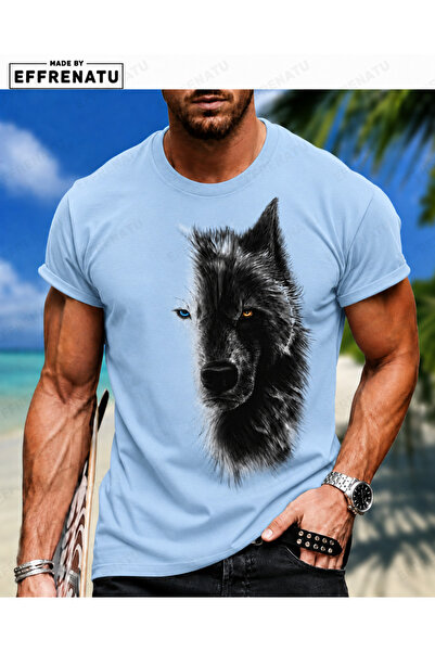 EFFRENATU Giant Wolf Large Size Printed T-Shirt in Distinctive Colors