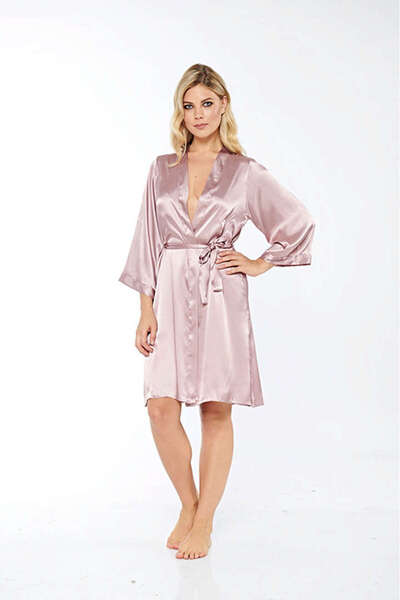 Sistina Nhr-Hlss Mink Silk Satin Dressing Gown - 14006 - (162513) Size L