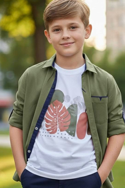 Trend Mixs Boy's 11-15 Years Old Shirt T-Shirt 2-Piece Set Short Sleeve Casua...