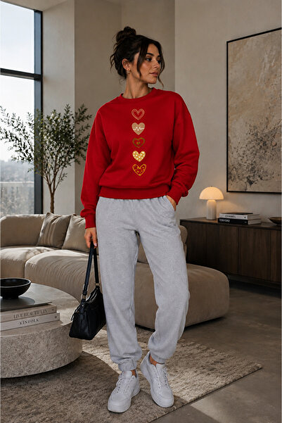 Gutsy Women's 2-Piece Sporty Stylish Tracksuit Set with Shardonlu Heart Print