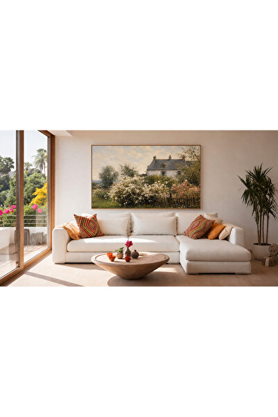 Ghaith Store Country House Painting in the Middle of Flowers Classic Luxury D...