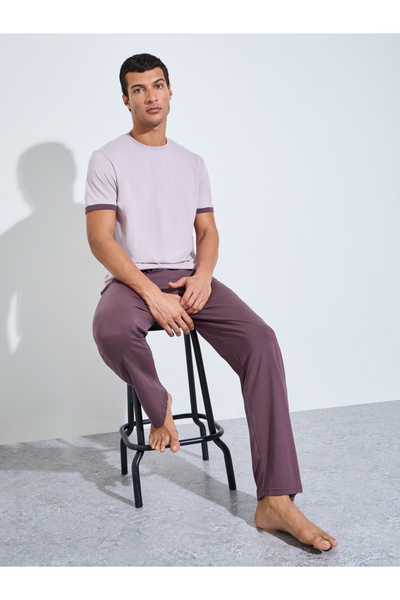 Styli Purple Short Sleeves T-Shirt and Pants Relaxed Fit Pyjama Set