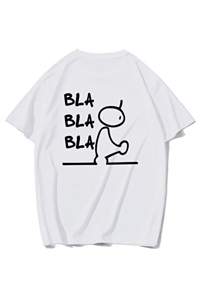 BRZ COLLECTION Unisex Oversize Bla Bla Bla T-Shirt (White)
