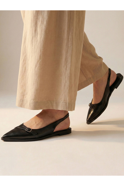 Pair-ie Tales By Styli Black Pointed Toe Buckle Slingback Shoes